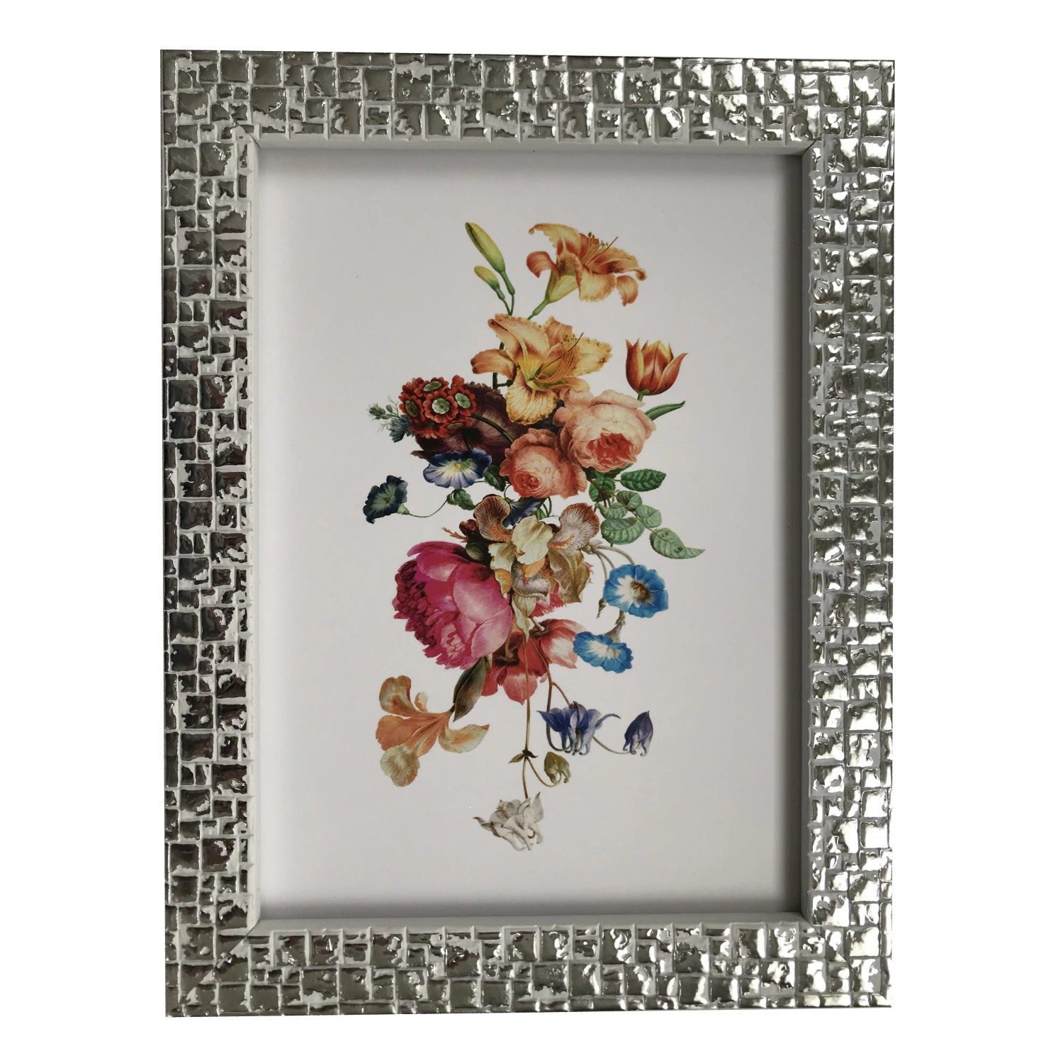 E-shop Bondecor Fotorámček plastový štruktúrovaný, lišta 19/13 mm, strieborný, 10x15 cm