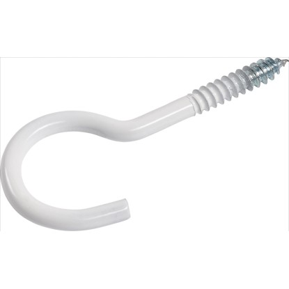 Skrutkovací hák ohnutý pozinkovaný priemer 3 mm x 40 mm biely, 4 ks