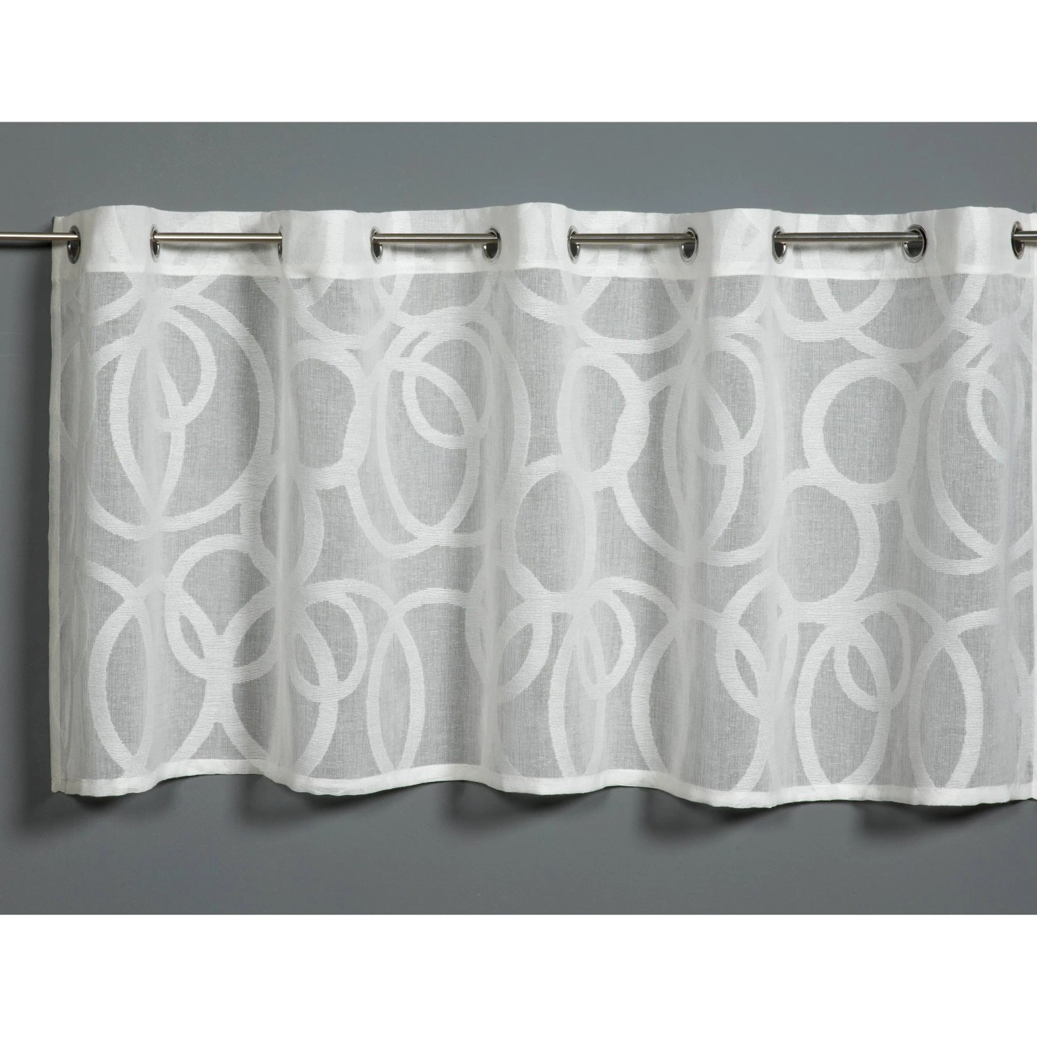 E-shop Sehlbach Vitrážová záclona s otvormi, kruhy, prírodná, 135 x 50 cm