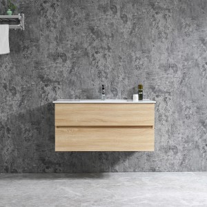 Sanotechnik Corbo 100 cm umývadlová skrinka, matná hnedá, s dvomi zásuvkami a tichým zatváraním.