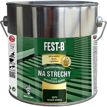 FEST-B Antikorózny náter na železo 2v1 na strechy S2141, 0570 tm. zelená, 2,5 kg