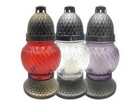 Lampa cintorínska sklenená 22 cm, vklad 40 g, mix farieb