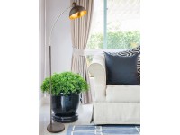 GLOBO Stojaca lampa ANITA, E27, hrdzavo-zlatá/mosadz, 51 x 25 x 155 cm
