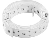 Dierovaný pás s bielou práškovou povrchovou úpravou 20 mm x 1,5 m