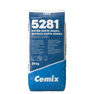 Vrece Cemix 5281 Poter Rapid 40MPa, vyrovnávacia hmota, modro-biele, 25 kg.