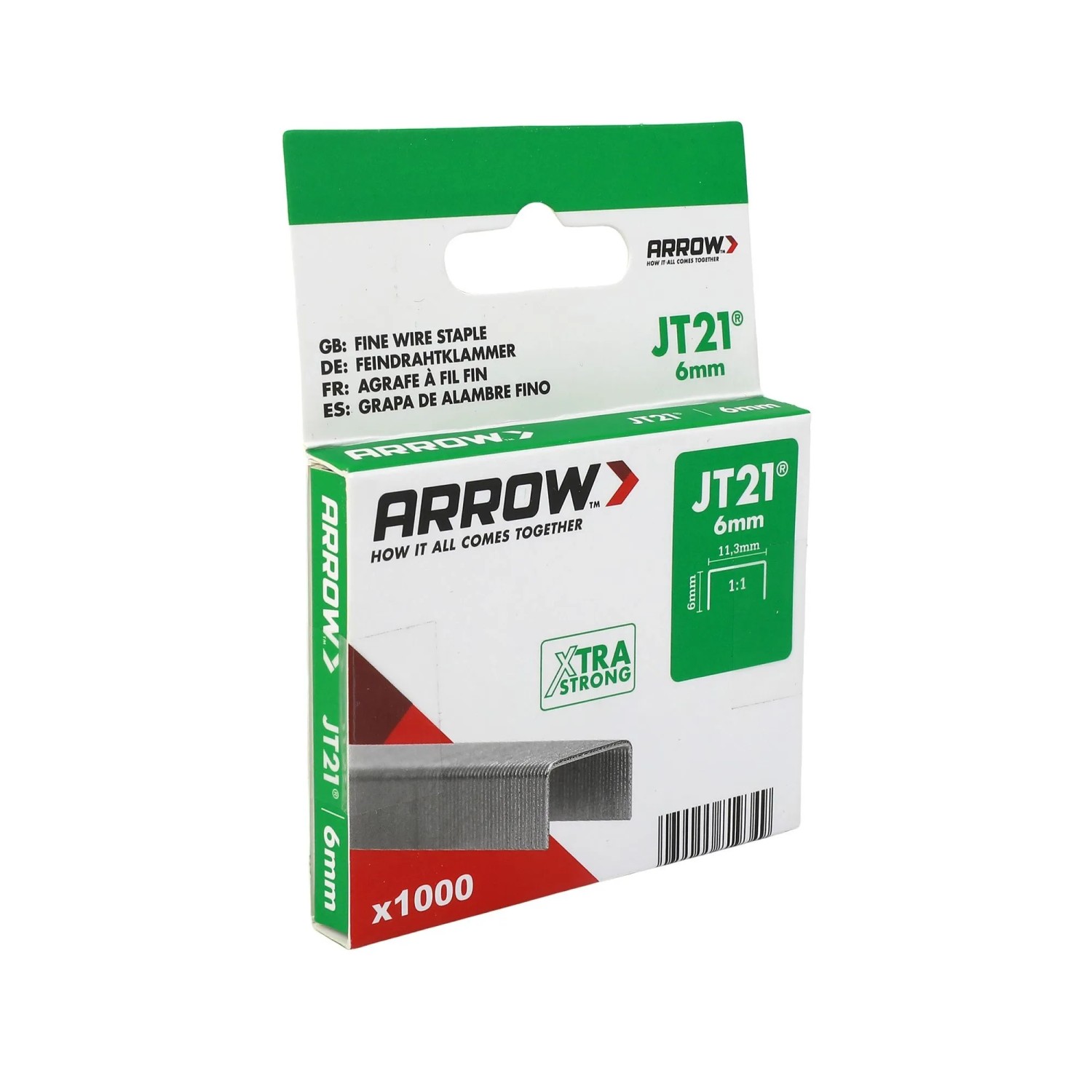 E-shop Arrow Drôtené sponky do sponkovačky JT21, dĺžka 6 mm, 1000 ks