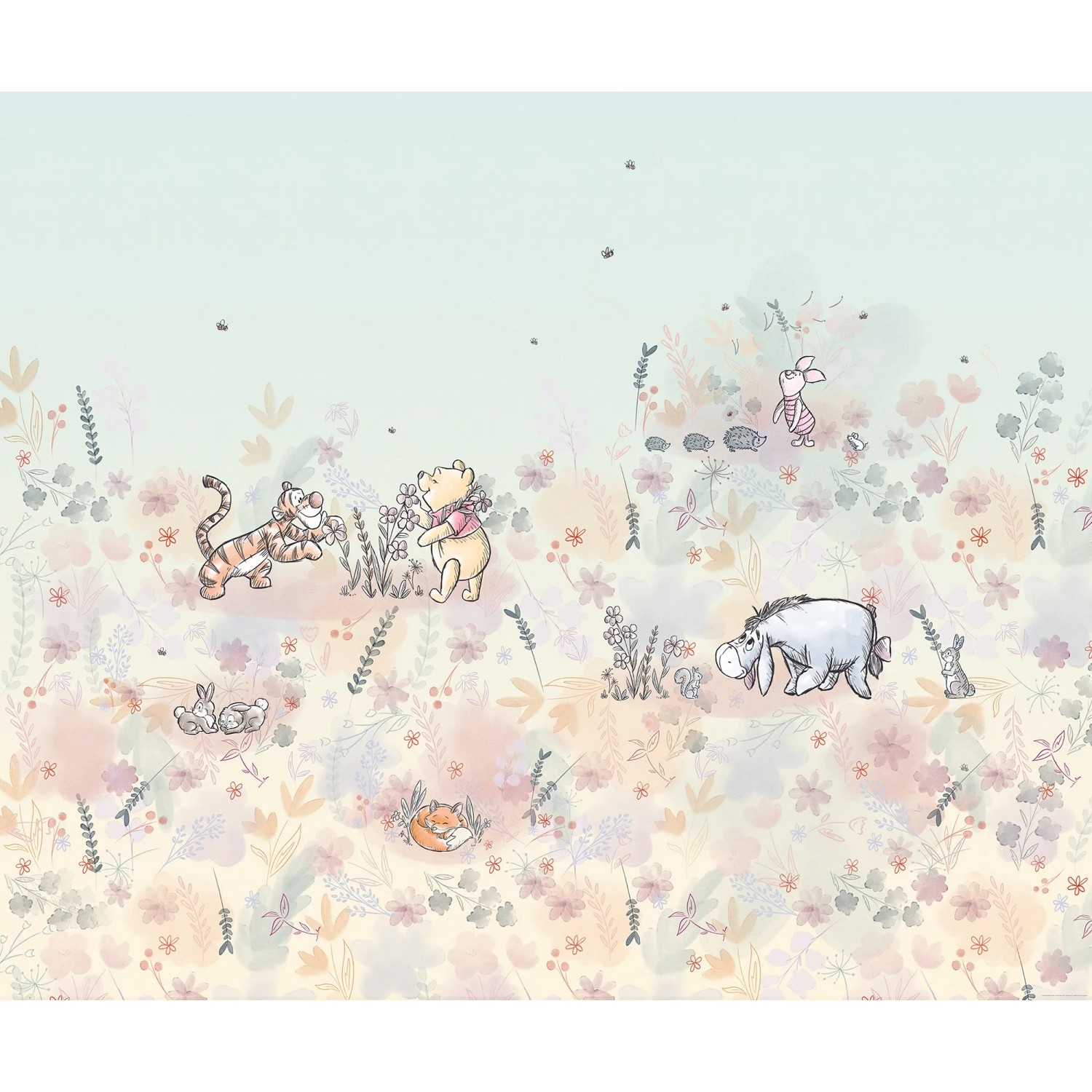 E-shop Komar Vliesová fototapeta Disney Winnie Pooh Flowerfield Pastell 300x250 cm