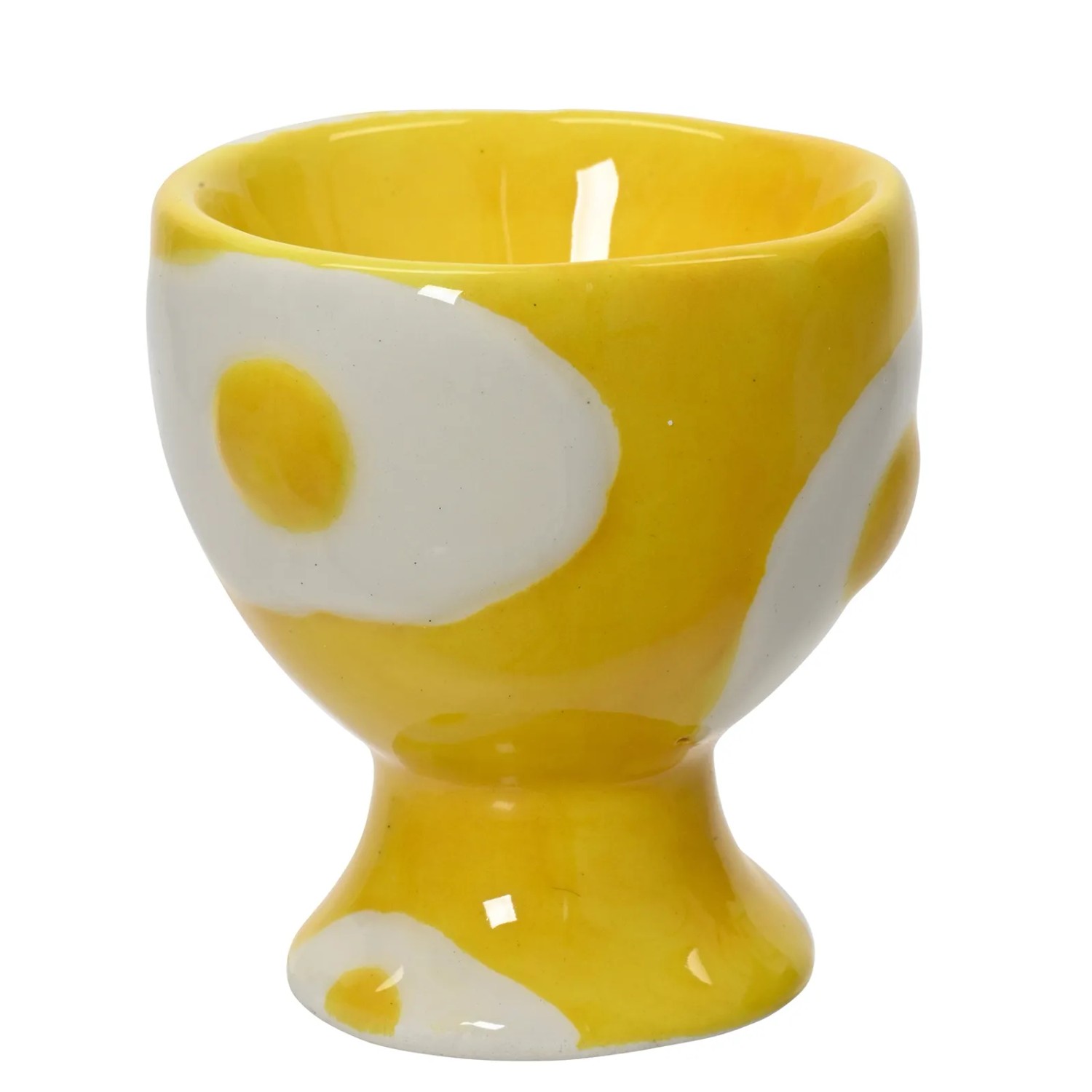 E-shop Kaemingk Stojan na vajíčka z dolomitu žlto-biely pr. 5 x 6,5 cm