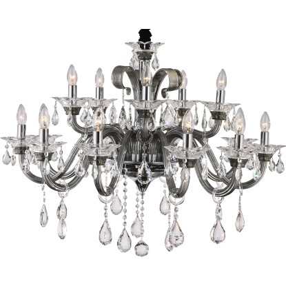 GLOBO Luster DUNJA, 15x E14, chróm/dymový, pr. 95 x 134,5 cm