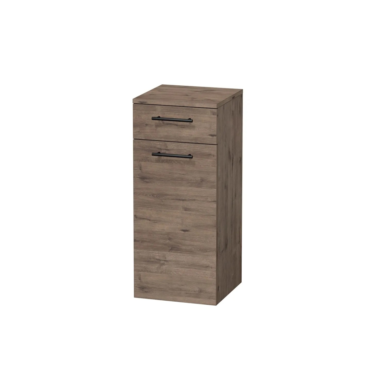 E-shop INTEDOOR Nízka skriňa BEE ľavá, úchyt čierny, š. 35 cm, dub Wellington