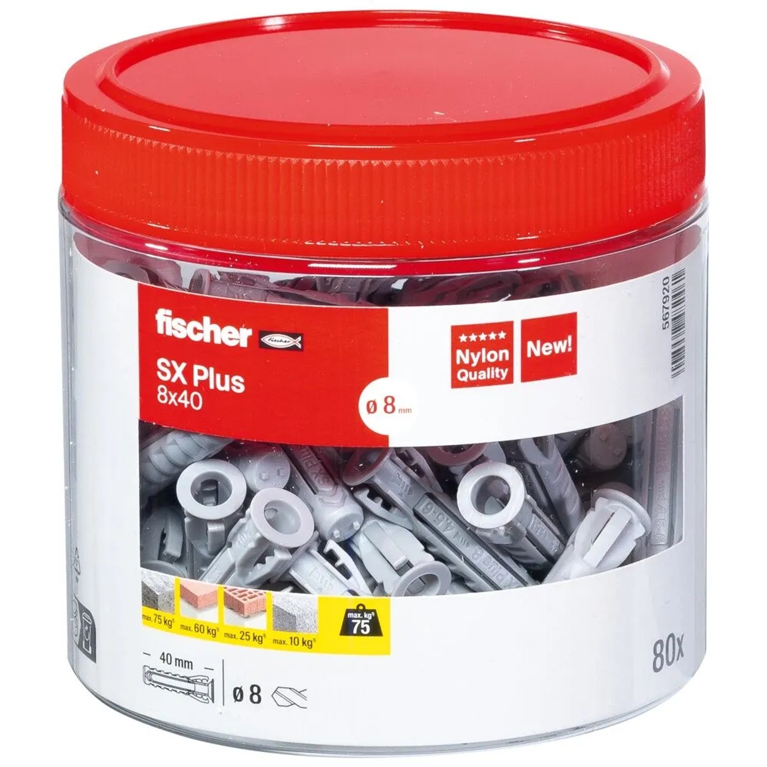 E-shop Fischer Rozperná hmoždinka SX Plus, 8 x 40 mm, 80 ks (dóza)