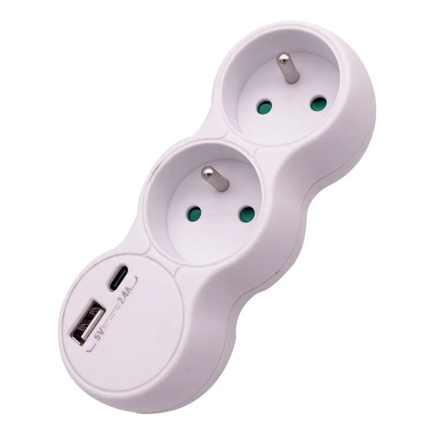 E-shop Düwi Zásuvka 2-násobná s 2xUSB A+C 2,4 USB A+C, biela