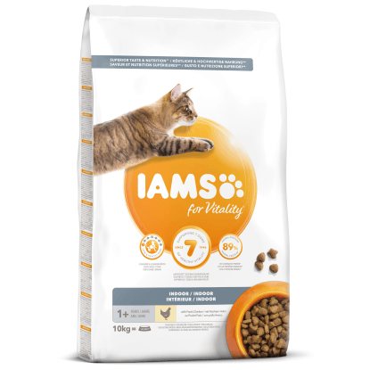 IAMS Granule pre mačky INDOOR s čerstvým kuracím 10 kg