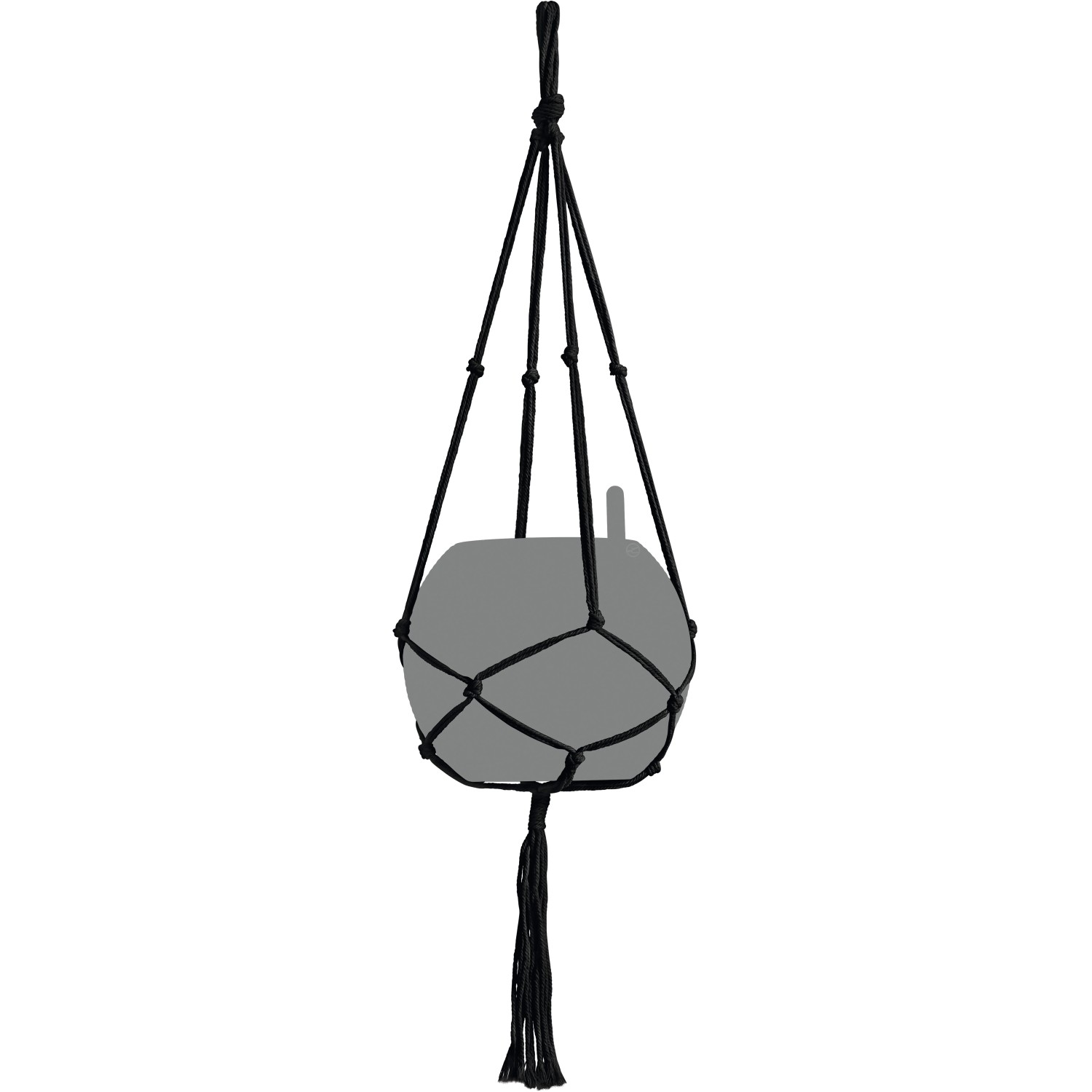 E-shop Lechuza Macramé záves na kvetináč Cotton Pure čierny 90 cm