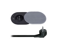 Solight Vstavaná zásuvka 1z + USB A + C 20W PD s posuv. viečkom, 2m, strieborná