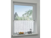 Bennetti Vitrážová záclona so skrytými pútkami, strieborná potlač biela 140x45cm