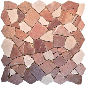 Mozaika Polygonal Rosso Verona bianco, 30x30 cm, z prírodného kameňa v červených a béžových tónoch.