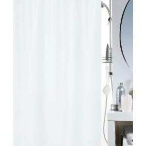 Biely textilný sprchový záves Spirella Altro, 180x200 cm, jednoduchý a elegantný.