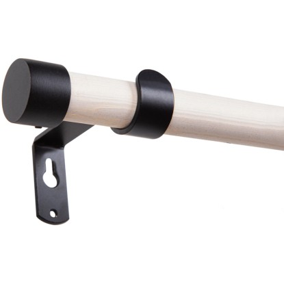 Súprava záclonovej tyče drevená, biela, pr. 19 mm, 160 cm