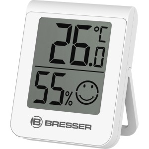Sada 3 teplomerov a vlhkomerov BRESSER, biela meteorologická stanica na zobrazenie teploty a vlhkosti.