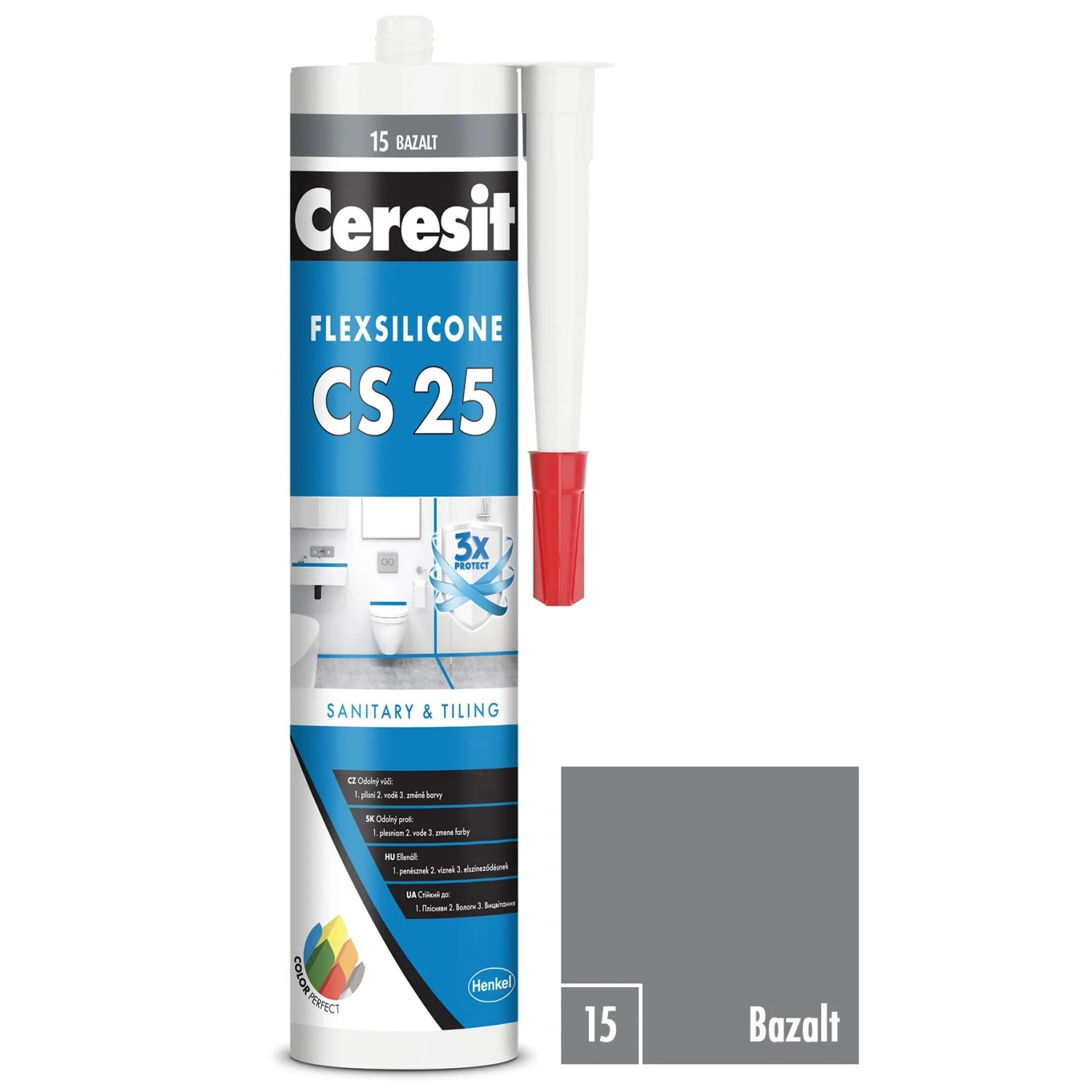 E-shop CERESIT CS 25 Sanitárny silikón 15 Bazalt 280 ml