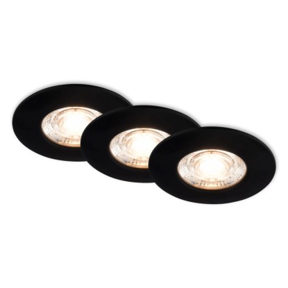 BRILONER Vstavané LED svietidlo čierne 3,6 W 350lm 3000K IP44 pr. 65x25 mm, 3 ks