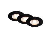 BRILONER Vstavané LED svietidlo čierne 3,6 W 350lm 3000K IP44 pr. 65x25 mm, 3 ks BRILONER Vstavané LED svietidlo čierne 3,6 W 350lm 3000K IP44 pr. 65x25 mm, 3 ks