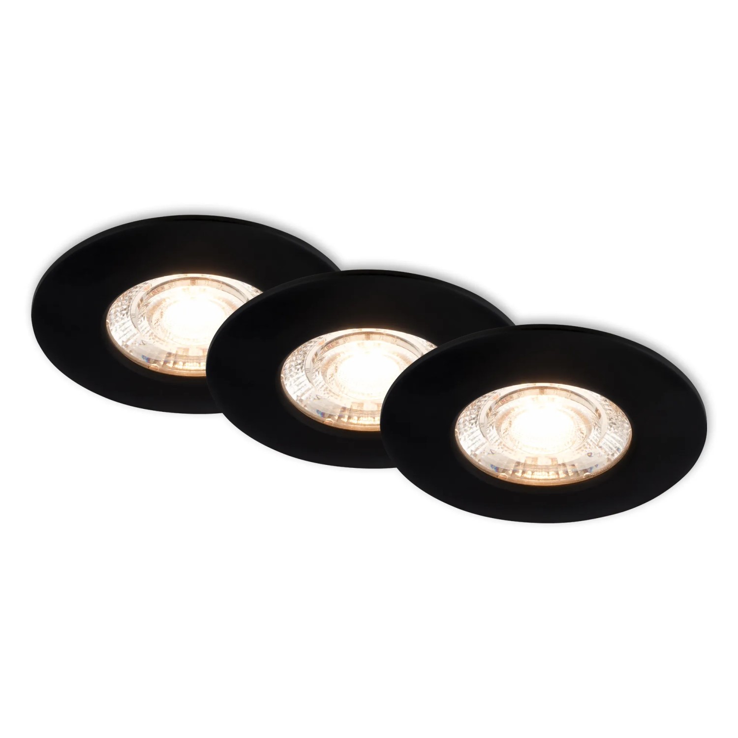 E-shop BRILONER Vstavané LED svietidlo čierne 3,6 W 350lm 3000K IP44 pr. 65x25 mm, 3 ks