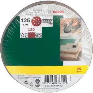 Sada brúsnych kotúčov Bosch K120, Ø 125 mm, 25 ks pre excentrické brúsky.