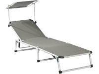 Ležadlo na slnenie so strieškou sivé
