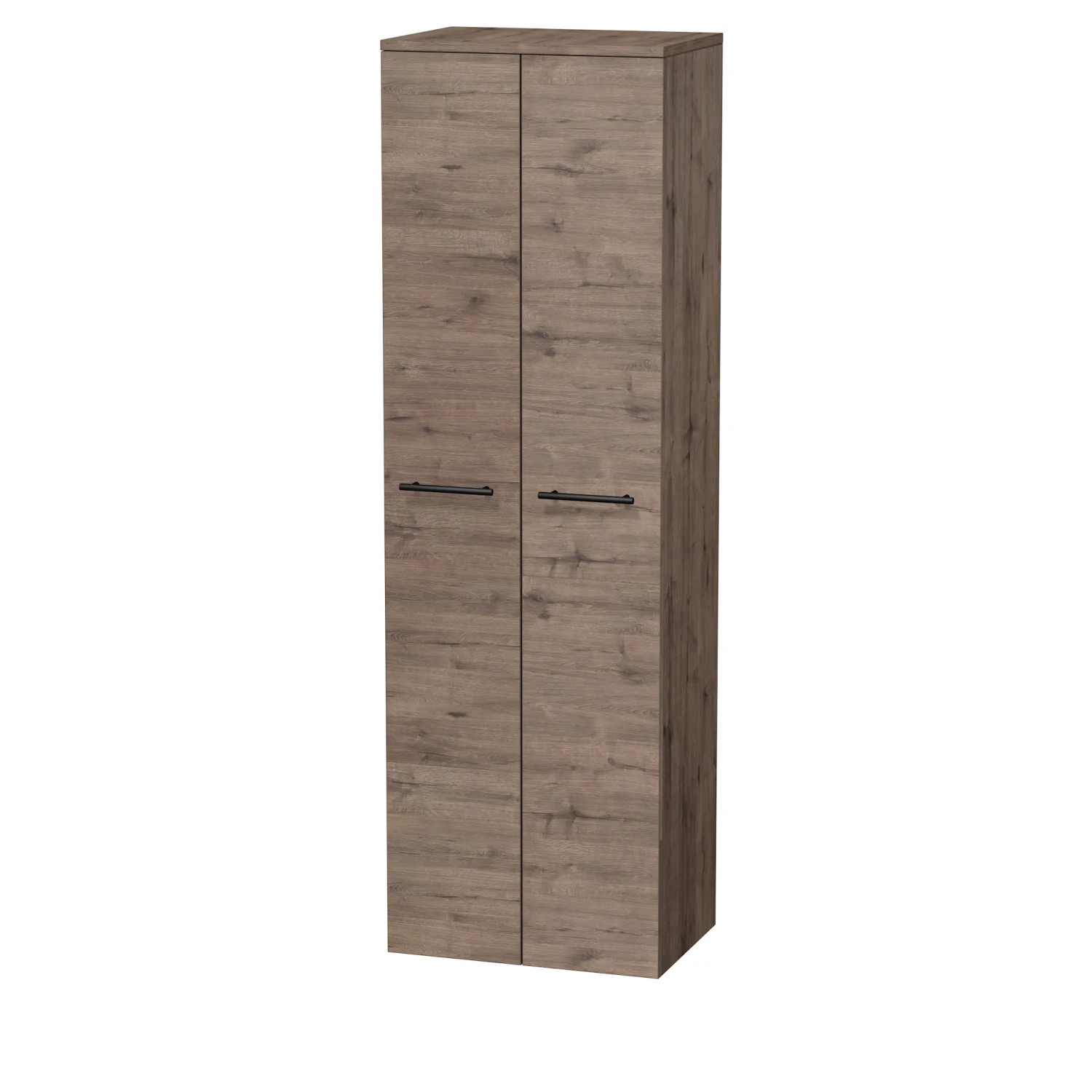 E-shop INTEDOOR Vysoká skriňa BEE, úchyt čierny, 2 dvere, š. 50 cm, dub Wellington