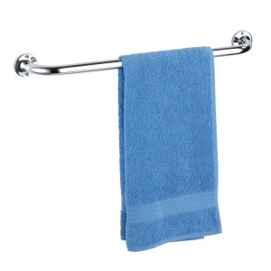 Wenko Basic držiak na uteráky, nerez lesklá, s modrým uterákom. Nástenný, 60 cm.