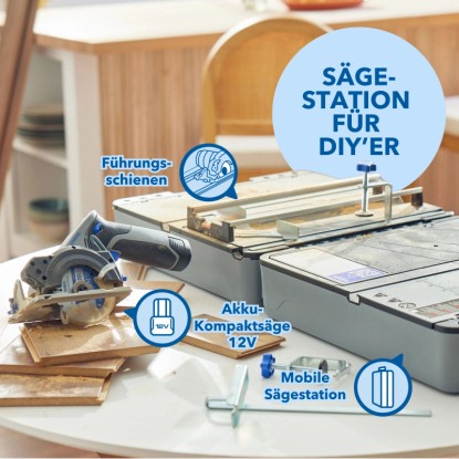 Dremel CS12V-S1C Mobilná pílová stanica s kotúčovou pílou, pílovým stolom a príslušenstvom.