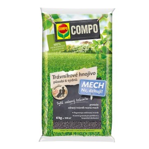 COMPO Bio trávnikové hnojivo, 6kg balenie pre hustý, zelený trávnik bez machu.