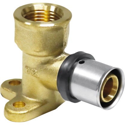 PIPETEC Lisovacie nástenné koleno PFWWM2004 medené, 20x2 - Rp 1/2 - 52 mm