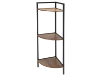 Rohový regál s 3 policami MDF, čierna/vzhľad dreva, 23,5 x 23,5 x 76 cm