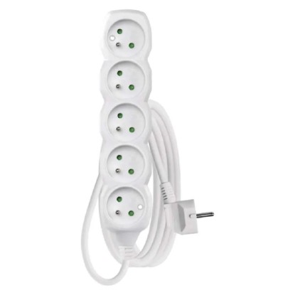 EMOS Predlžovací kábel biely, 5 zásuviek, max. 10 A/2300 W, 3 m