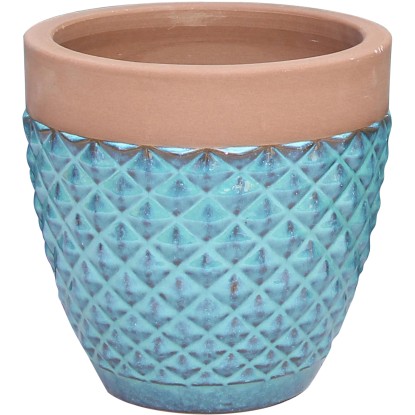 Kvetináč keramický ozdobný Diamond tyrkysový, 24 x 24 x 23 cm