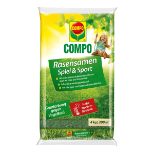 COMPO Trávne semeno Hra & Šport, 4kg pre odolné trávniky.