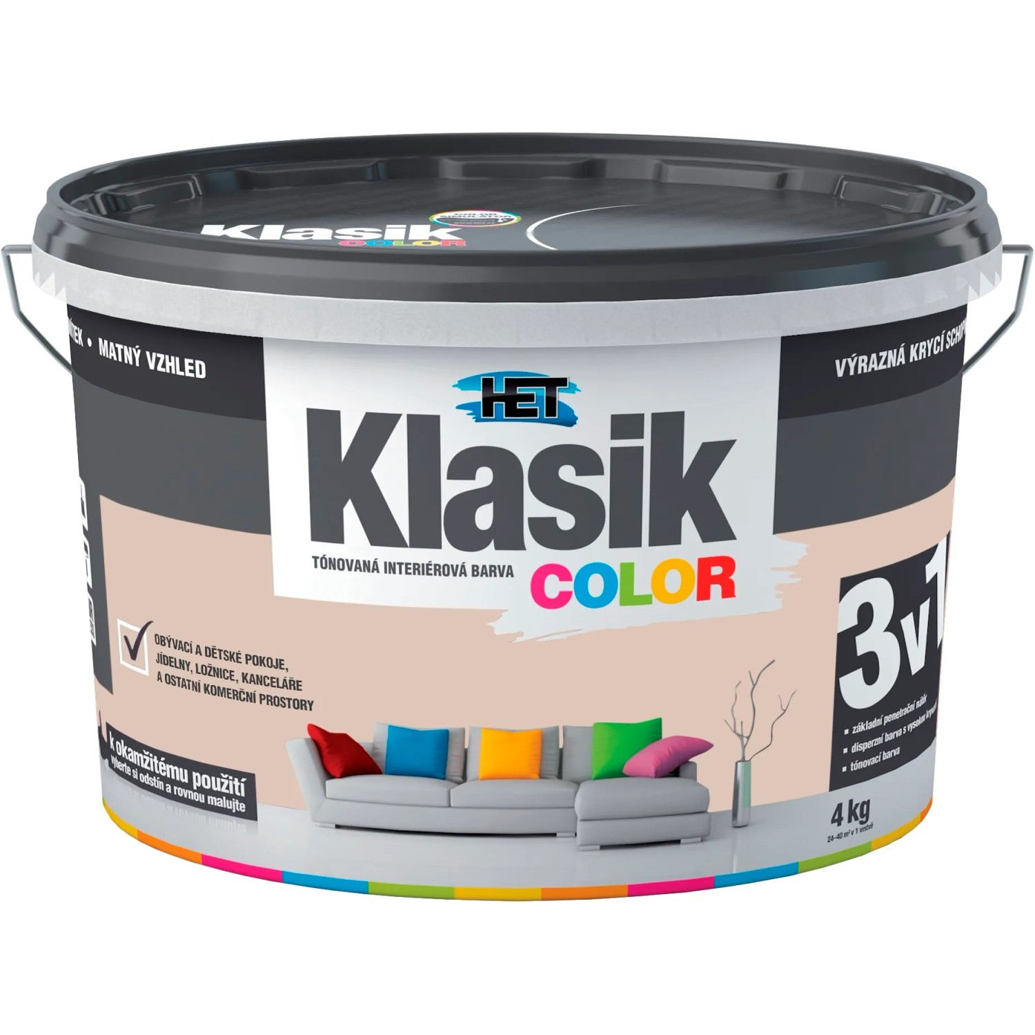 E-shop HET Klasik COLOR Tónovaná interiérová farba KC 0238 béžová muškátová, 4 kg
