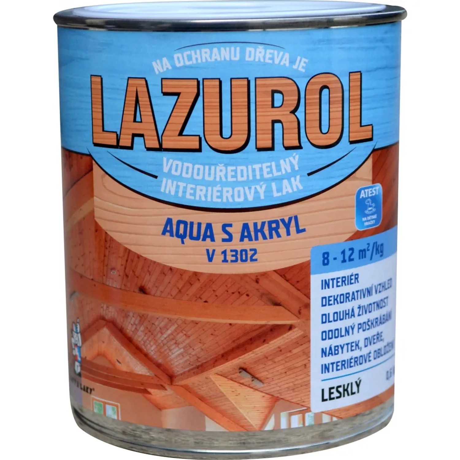 E-shop Lazurol Lak na drevo lesklý Aqua S Akryl V1302, 600 g