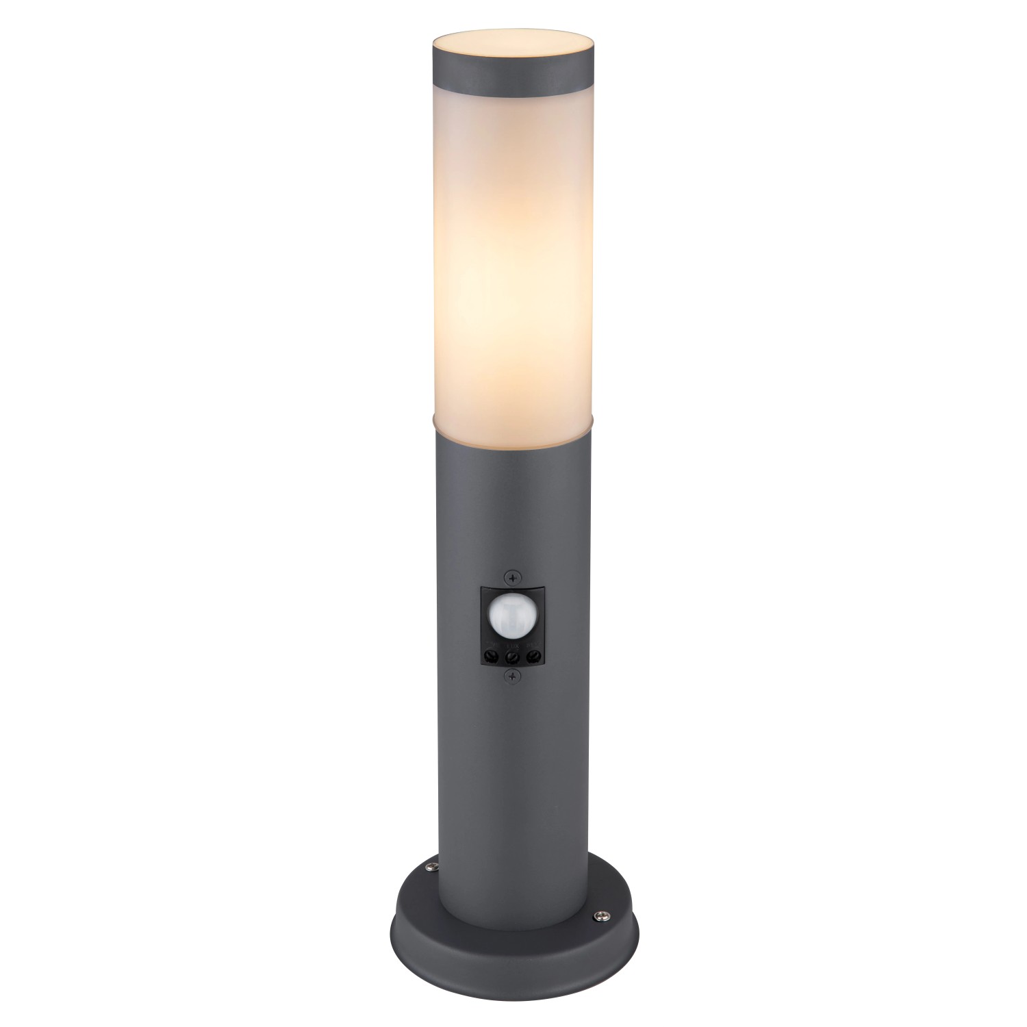E-shop GLOBO Záhradná lampa BOSTON opálová E27 15 W pr. 127 x 450 mm s pohyb.senzorom