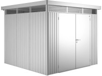 Biohort Plechový domček HighLine H4 2krídlové dvere, strieborná, 275x275x222 cm