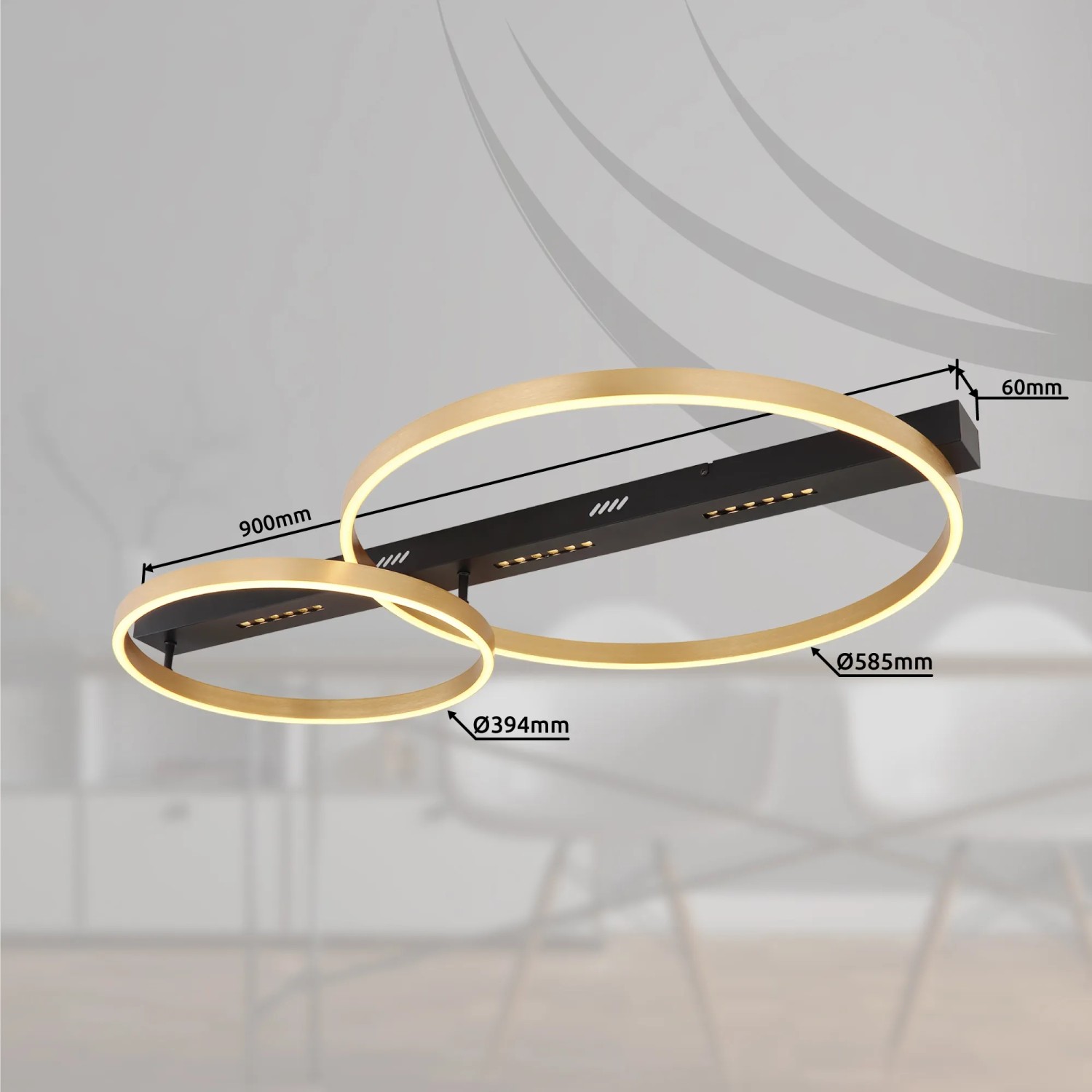 E-shop GLOBO LED stropné svietidlo LUFFY 54 W, 5706 lm, 3000 K, 930 x 585 x 102 mm