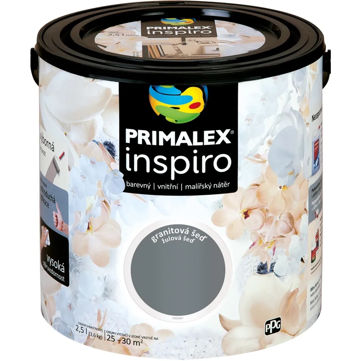 E-shop PRIMALEX Farebný vnútorný maliarsky náter Inspiro granitová sivá 2,5 l