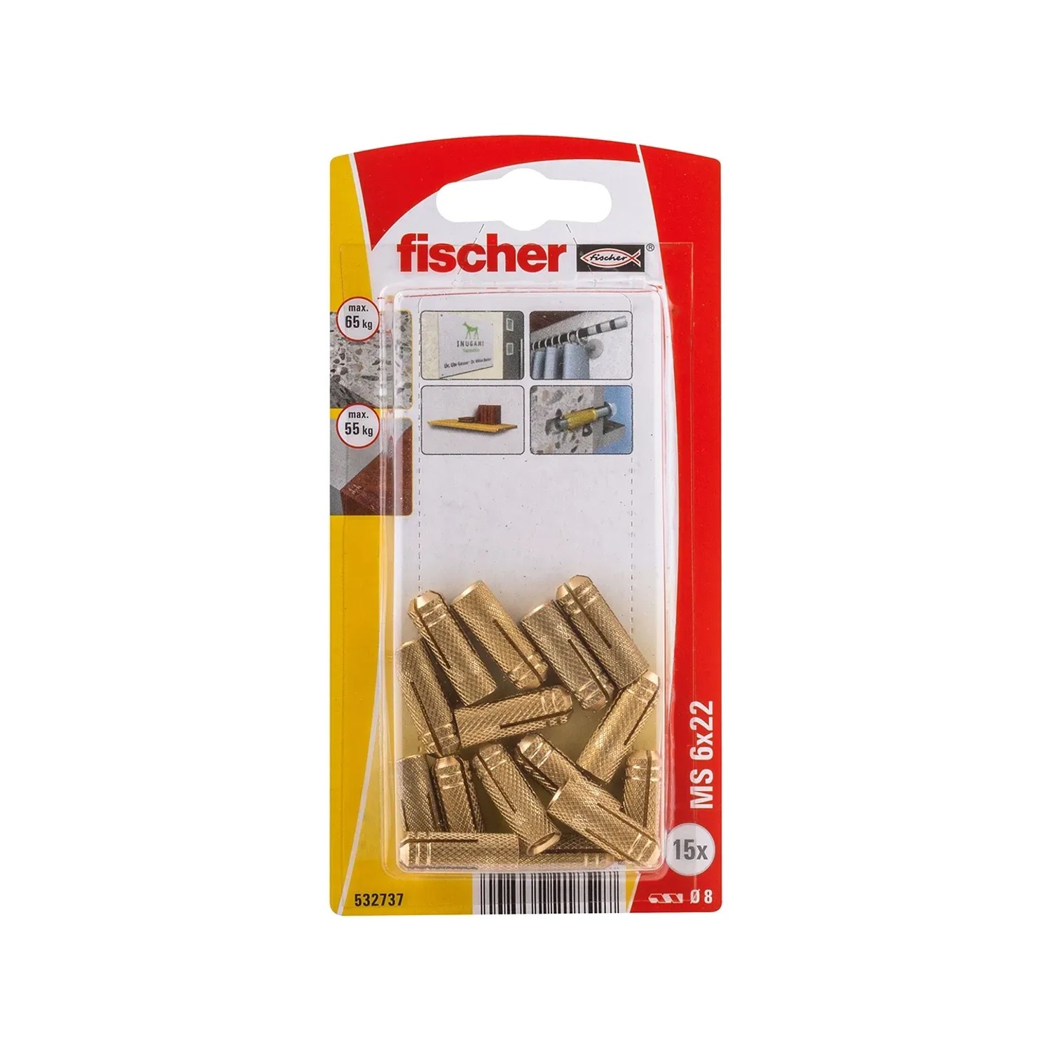 E-shop Fischer Mosadzná hmoždinka MS 6 x 22 K NV, 15 ks