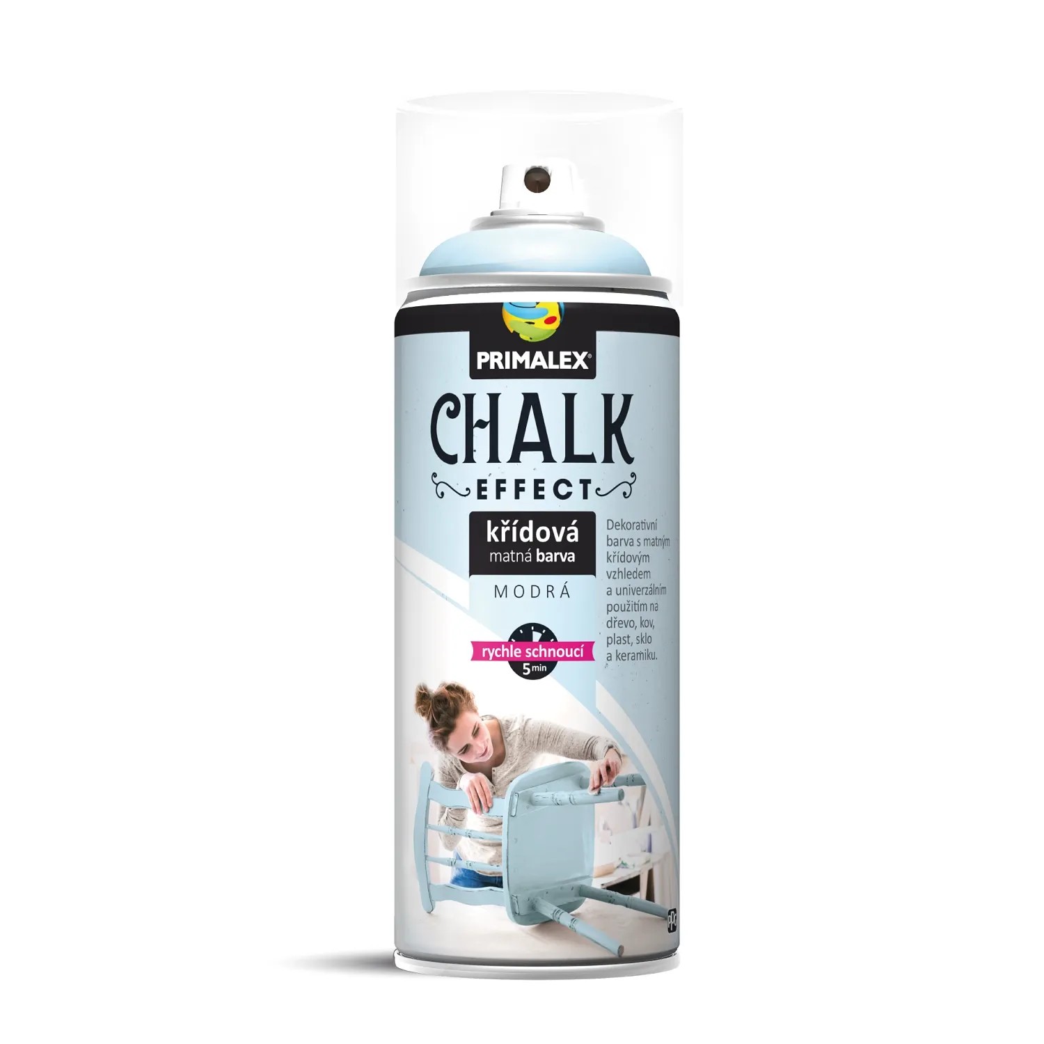 E-shop PRIMALEX Kriedová matná farba v spreji Chalk Effect modrá 400 ml