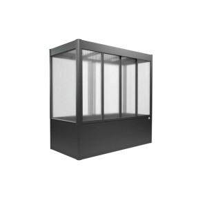Moderný skleník Biohort Florentina Midi, tmavosivý metalický, s priehľadnými stenami.