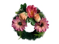 M.A.T. Jesenný dušičkový veniec z umelých kvetov ružové kvtey pr. 28 cm M.A.T. Jesenný dušičkový veniec z umelých kvetov ružové kvtey pr. 28 cm