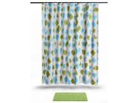 baliv Súprava kúpeľňového závesu a rohožky zelená